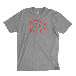 Eco-friendly, hand-printed custom t-shirt that’s super soft to the touch and features a Woo Pig Arkansas Razorbacks Football design