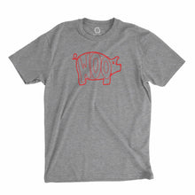 Load image into Gallery viewer, Eco-friendly, hand-printed custom t-shirt that’s super soft to the touch and features a Woo Pig Arkansas Razorbacks Football design