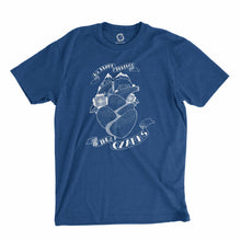 Load image into Gallery viewer, Eco-friendly, hand-printed custom super soft t-shirt that’s super soft to the touch and features a my heart belongs in the Ozarks graphic design
