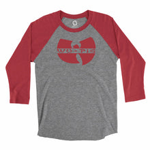 Load image into Gallery viewer, Eco-friendly, hand-printed custom super soft raglan that’s super soft to the touch and features a Wu Tang Arkansas Razorbacks football graphic design